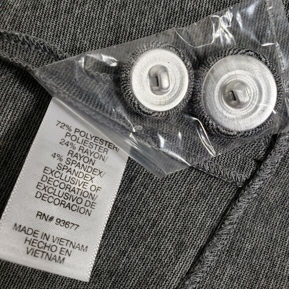 ANA Womens Blazer Jacket Large Gray Military Style Open Front Shoulder Epaulets - Picture 11 of 12